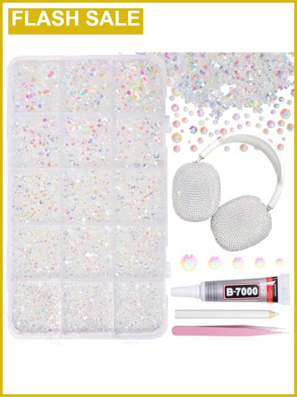 12000 Clear AB Resin Rhinestones Flatback Gems Kit DIY Craft Tumblers